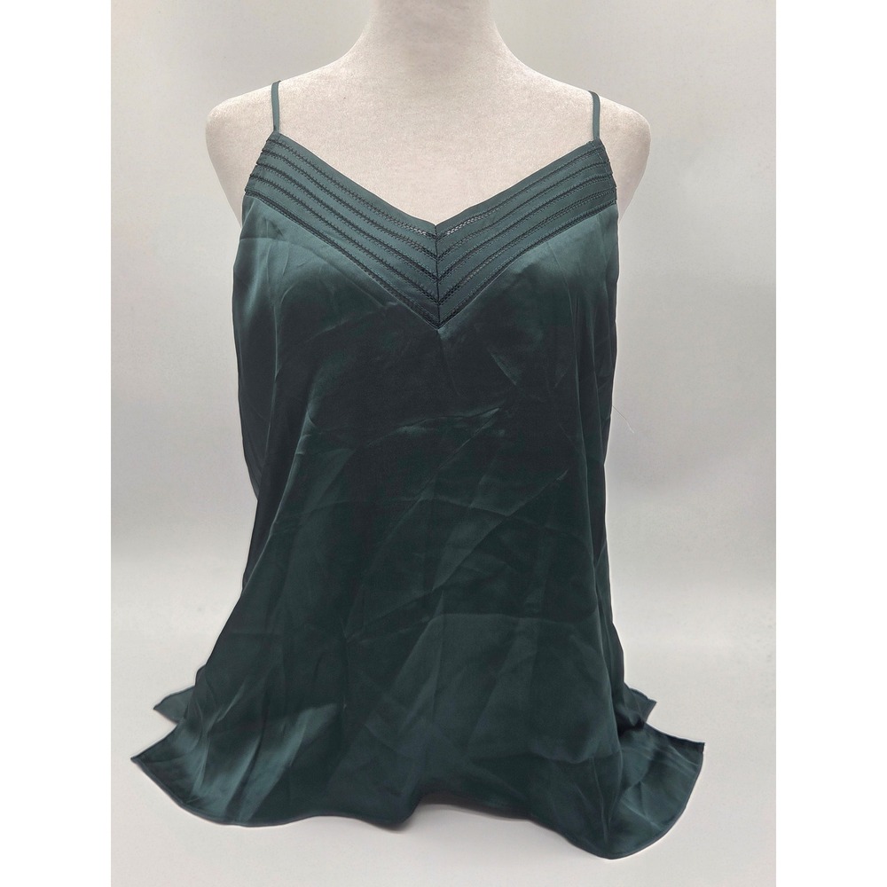 Socialite Women's M Dark Green Satin Racerback Cami Tank Top 101-423